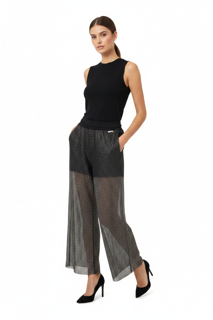 Disclaimer pantaloni in tessuto a rete lurex nero - mem39