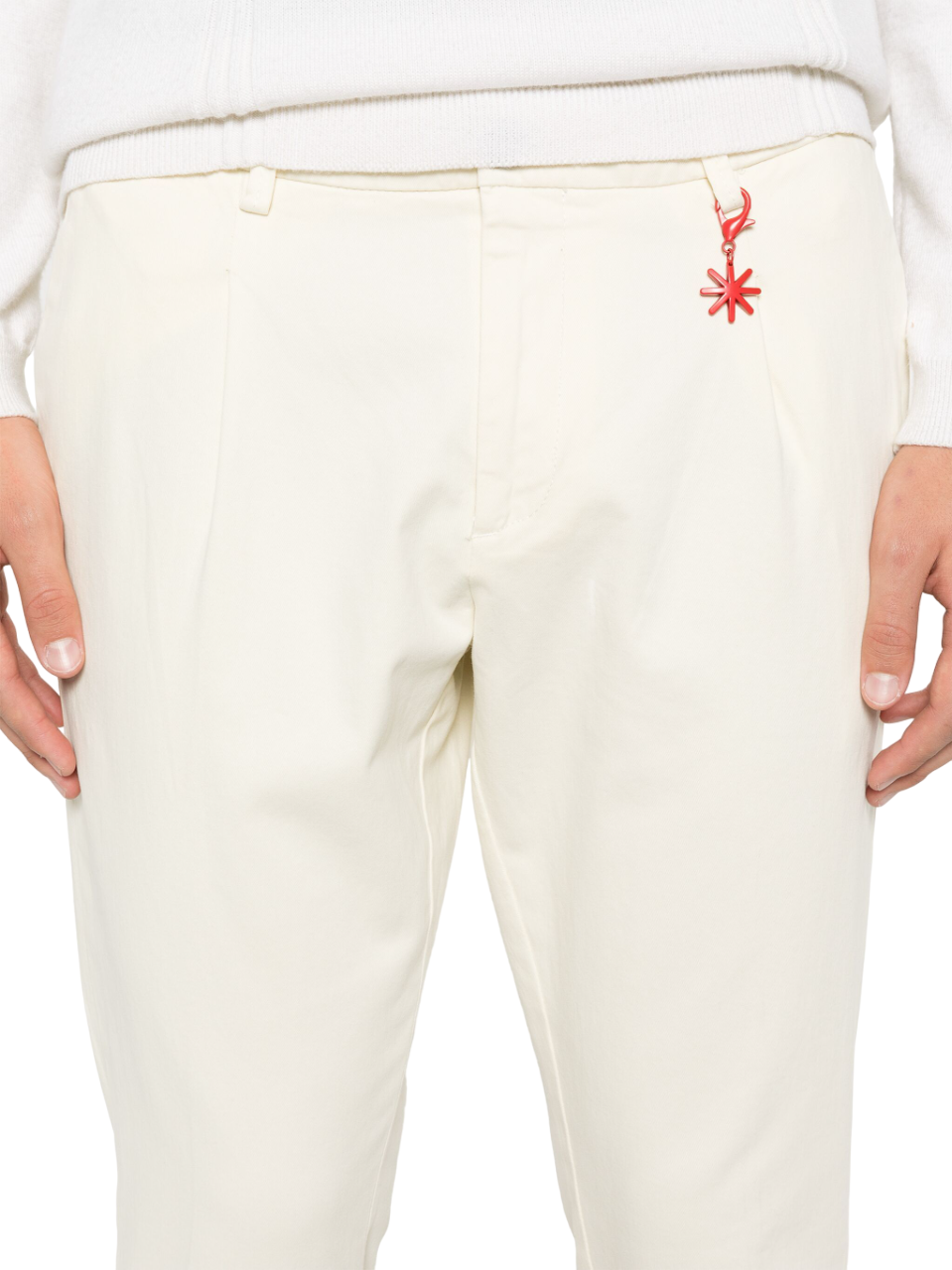 Manuel Ritz pantaloni chino in twill con pinces panna