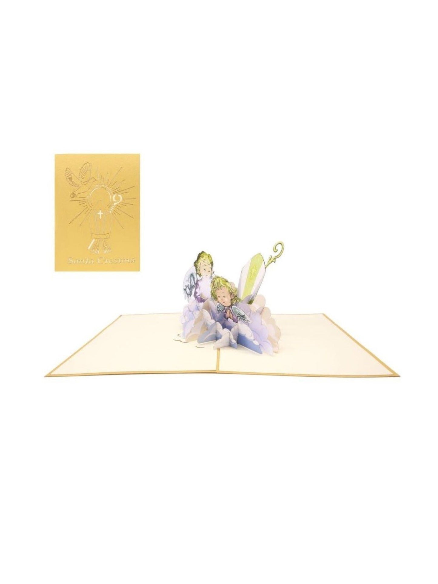 Origamo biglietto di auguri pop up con angeli Santa Cresima