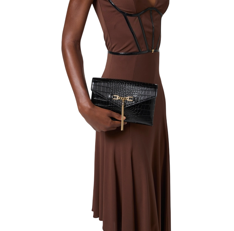 Elisabetta Franchi pochette in ecopelle coccodrillo nero