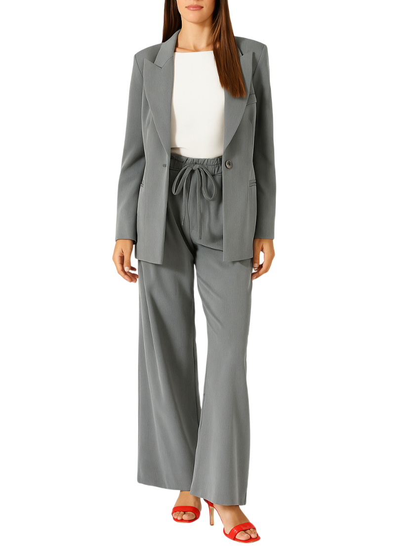 Vicolo pantaloni gamba larga con coulisse grigio