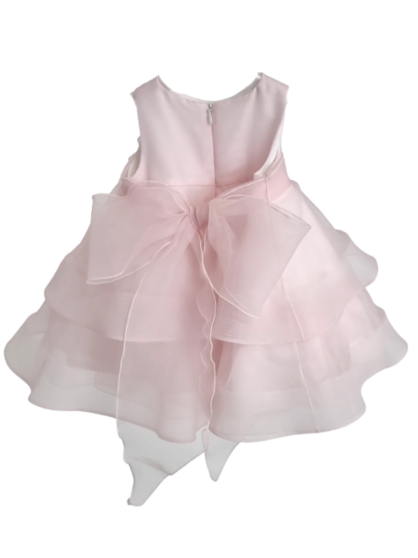 Mimilù abito da cerimonia con balze in organza rosa