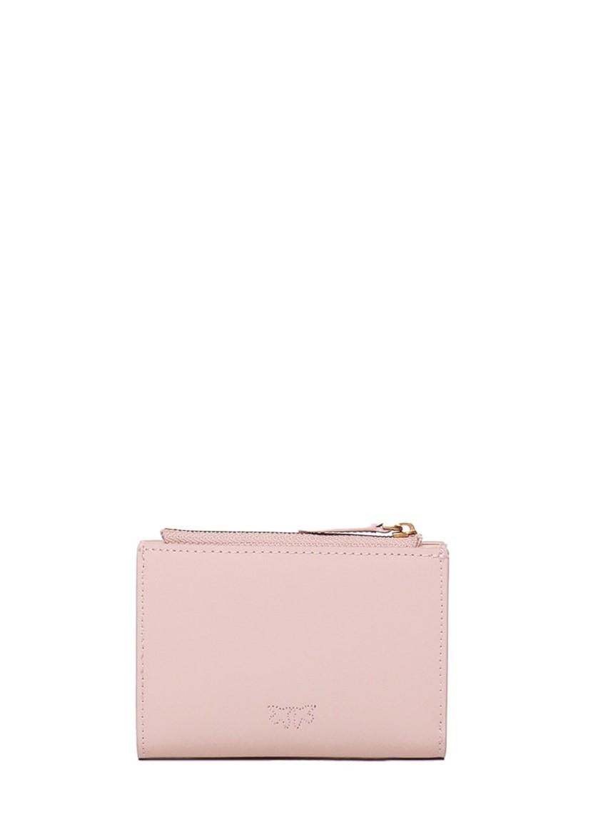 Pinko portafogli Compact in pelle con tasca esterna rosa