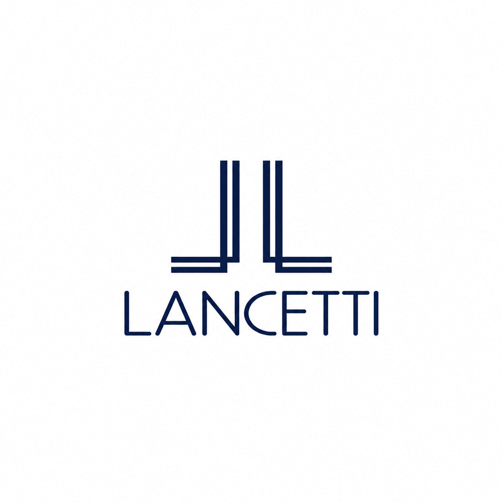 a logo with blue lines