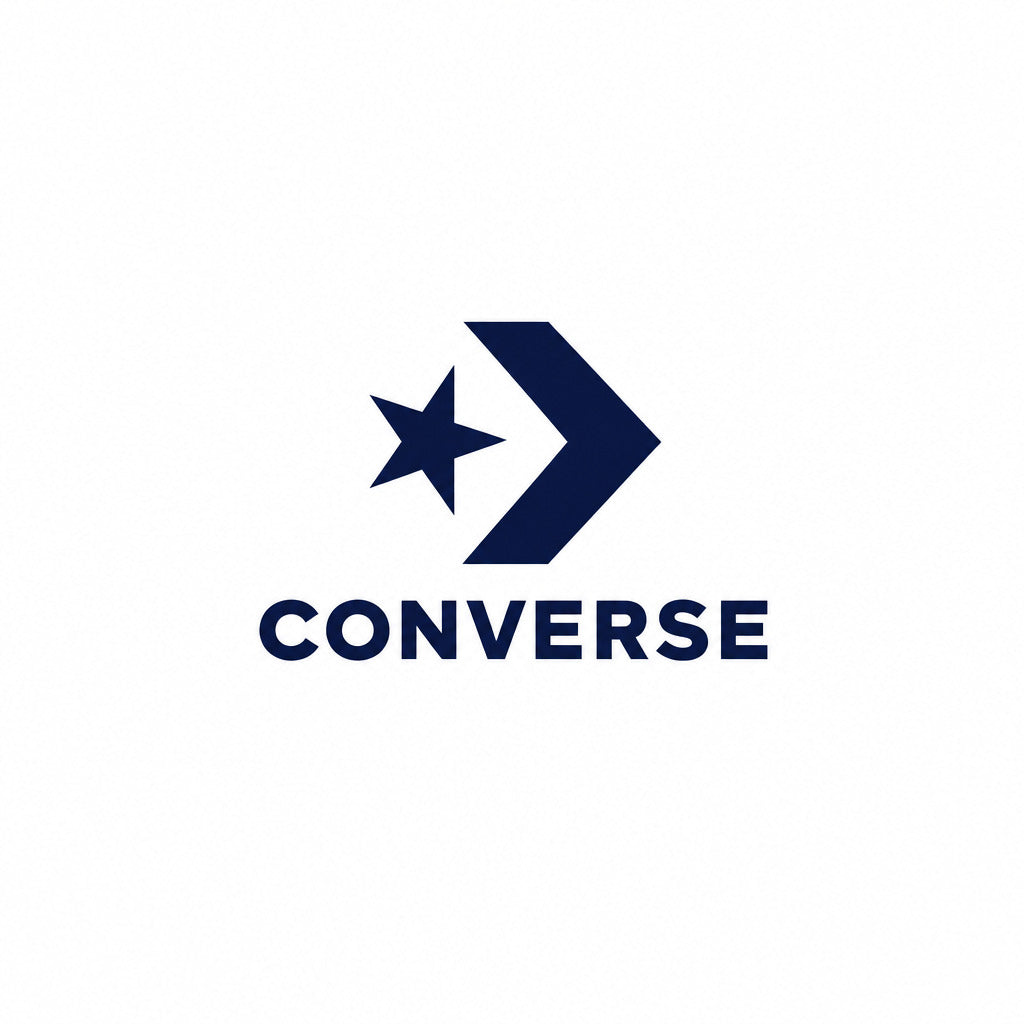 a blue star and arrow with white text