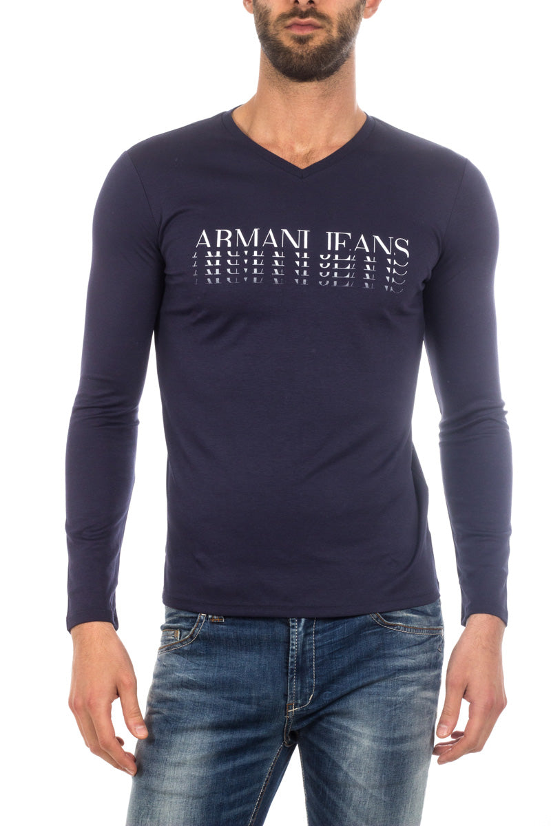 Maglietta Azzurra Manica Lunga Armani Jeans - mem39