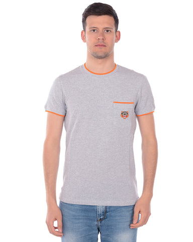 Maglietta Kenzo Grigio Arancione con Logo Ricamato - Eleganza e Stile unici!