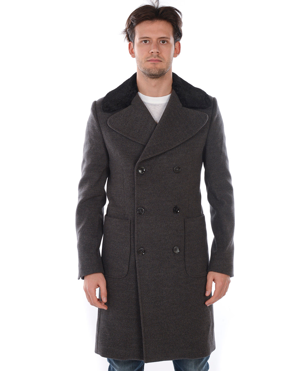 Cappotto Daniele Alessandrini Grigio Taglia 48