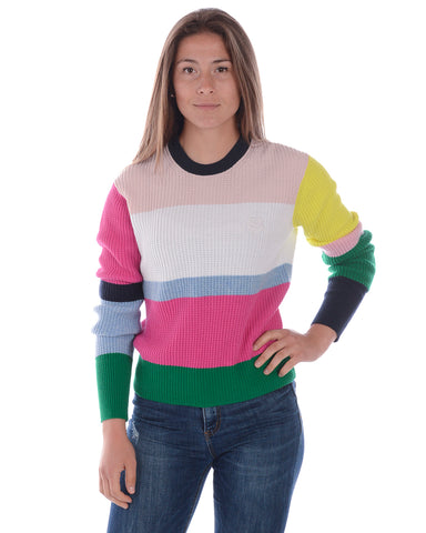 Maglia Kenzo Multicolore in Cotone e Cashmere con Logo Ricamato