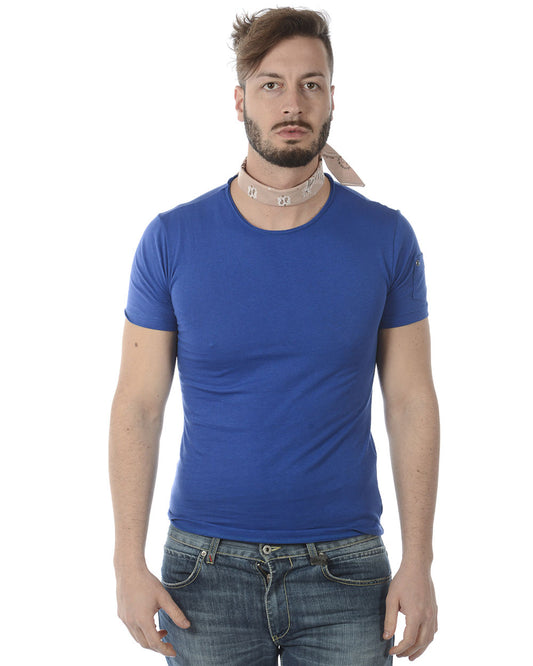 T-shirt Blu con Dettaglio Foulard - Daniele Alessandrini - mem39