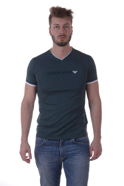 T-shirt Verde Manica Corta Armani Jeans AJ