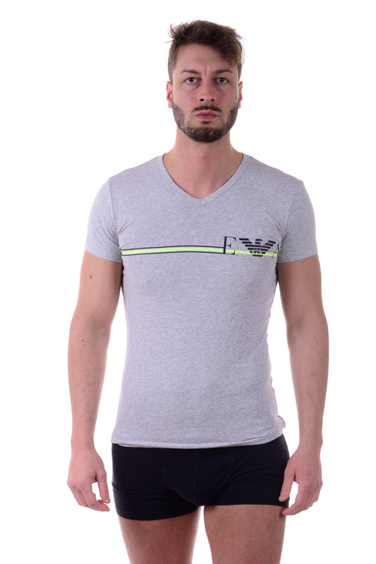 T-Shirt Grigia Emporio Armani con Logo Iconico - mem39