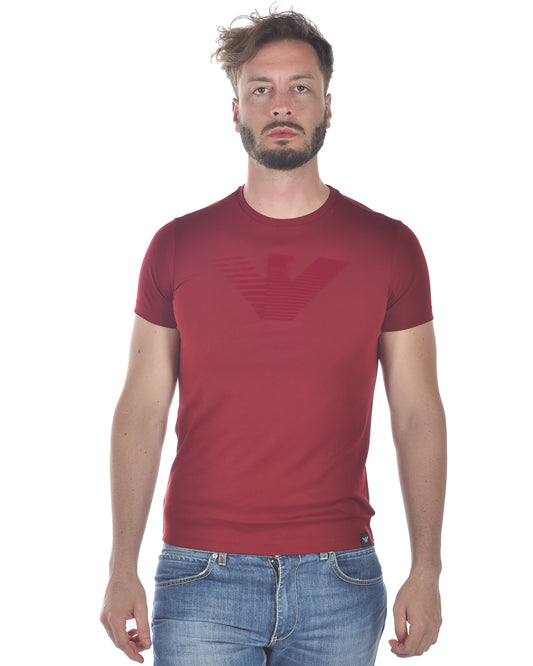 T-shirt Emporio Armani Stampata con Logo - Rosso Chiaro - mem39