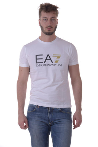Maglietta Emporio Armani EA7 in Cotone ed Elastan - Bianco Scuro