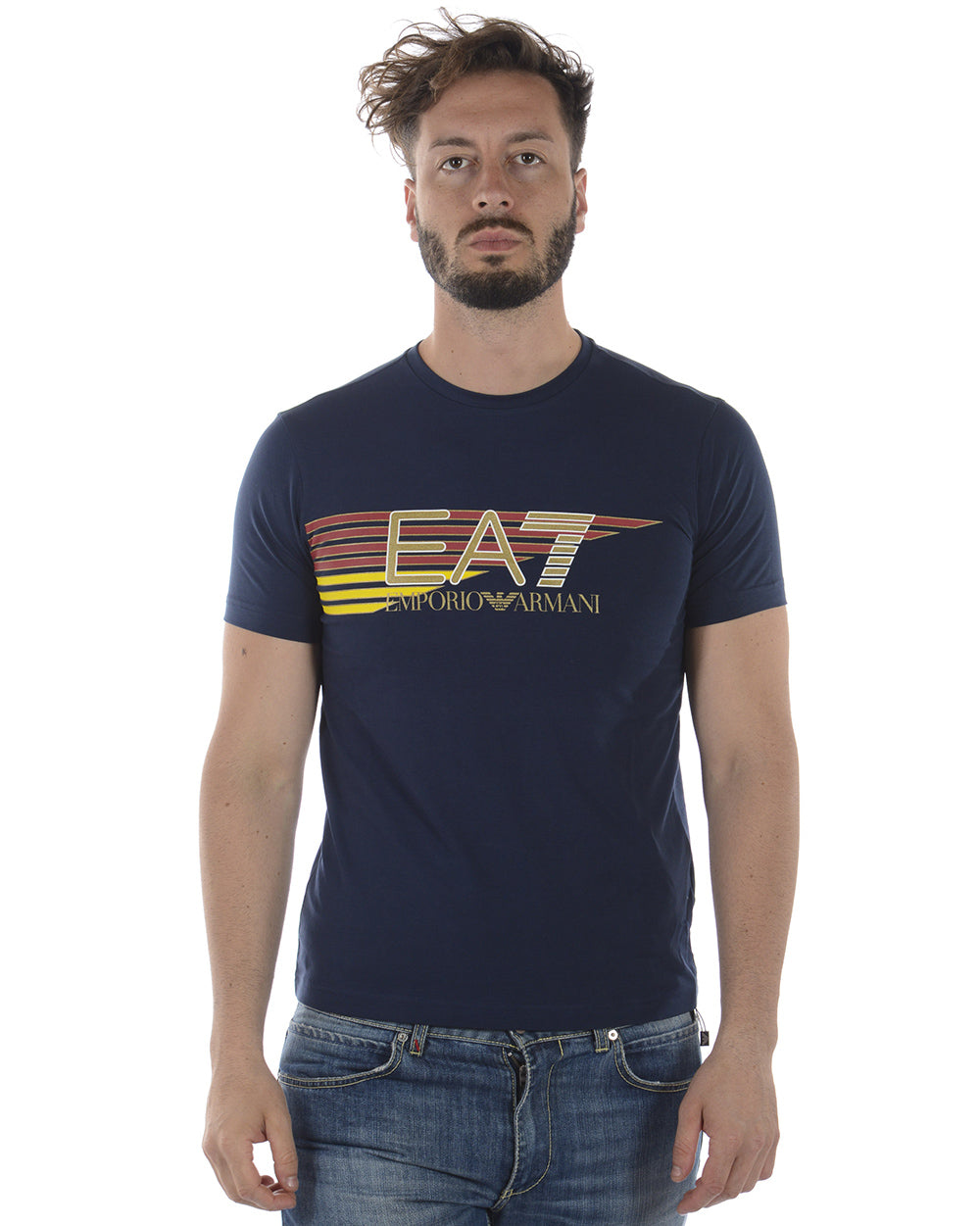 Maglietta EA7 Blu Scuro in Cotone ed Elastan - mem39