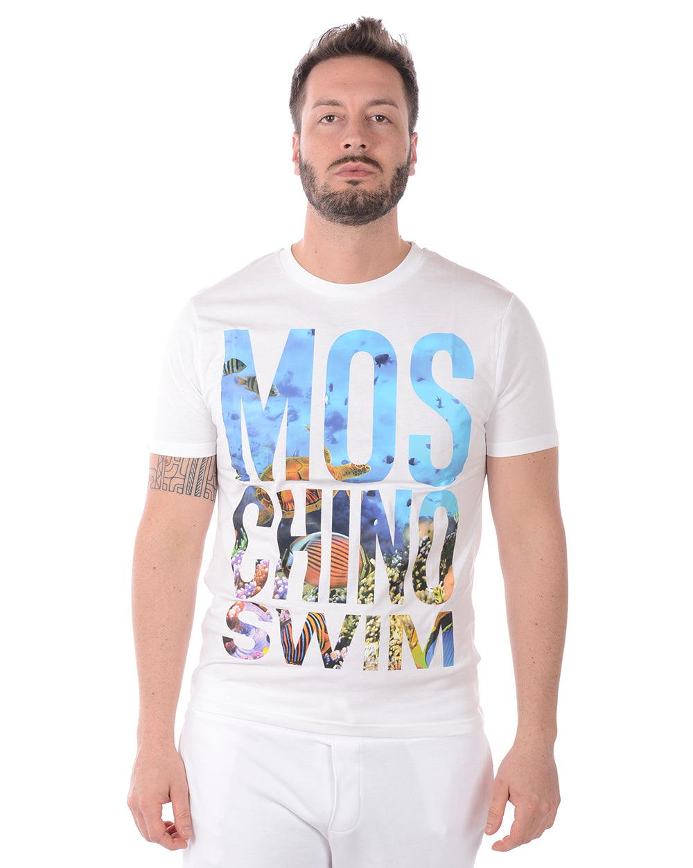 T-shirt Moschino Swim Grigia Stampata - mem39