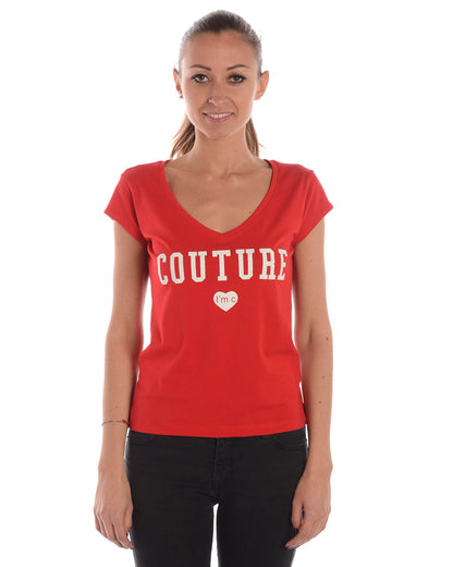 T-shirt I'M C COUTURE Collo a V XS Rosso