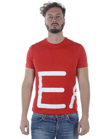 T-shirt Emporio Armani EA7 XL Rosso in Cotone Morbido