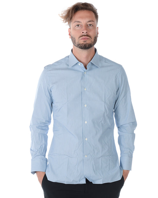Camicia Zegna Azzurro Cotone Manica Lunga