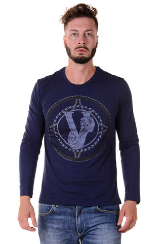 T-shirt Versace Jeans Blu Intenso con Logo - Vestibilità Slim e Design Iconico
