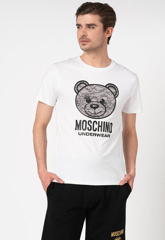 T-Shirt Moschino Underwear Bianca in Cotone ed Elastan