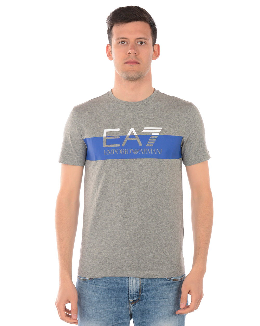 T-shirt Blu Scuro Stampata Emporio Armani EA7 - mem39