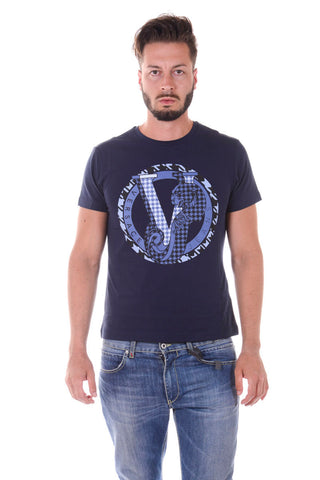 T-shirt Versace Jeans Blu in Cotone ed Elastan con Taglio Slim