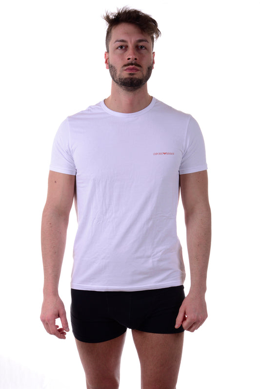 T-shirt Bianco Scuro in Cotone e Elastan Emporio Armani