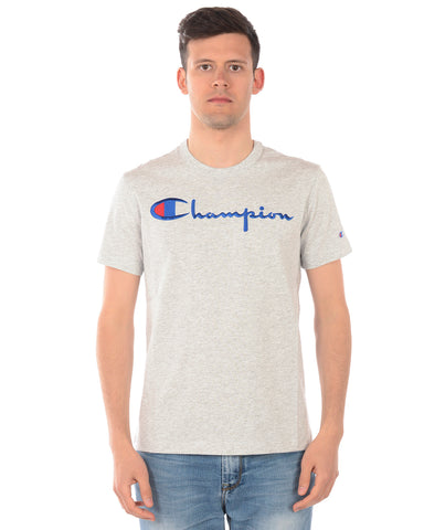 Maglietta Champion Grigia Logo Ricamato