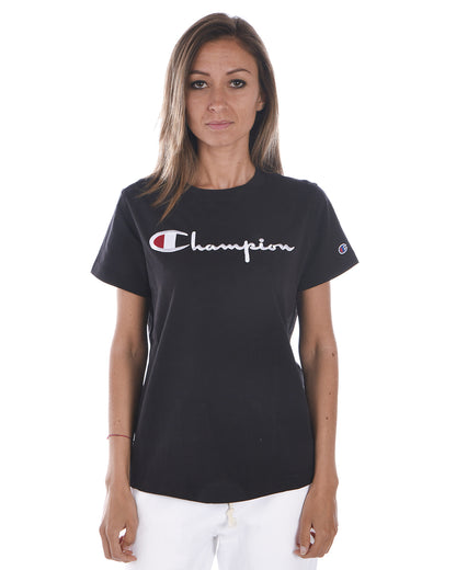 Maglietta Champion Grigia con Logo Ricamato - mem39