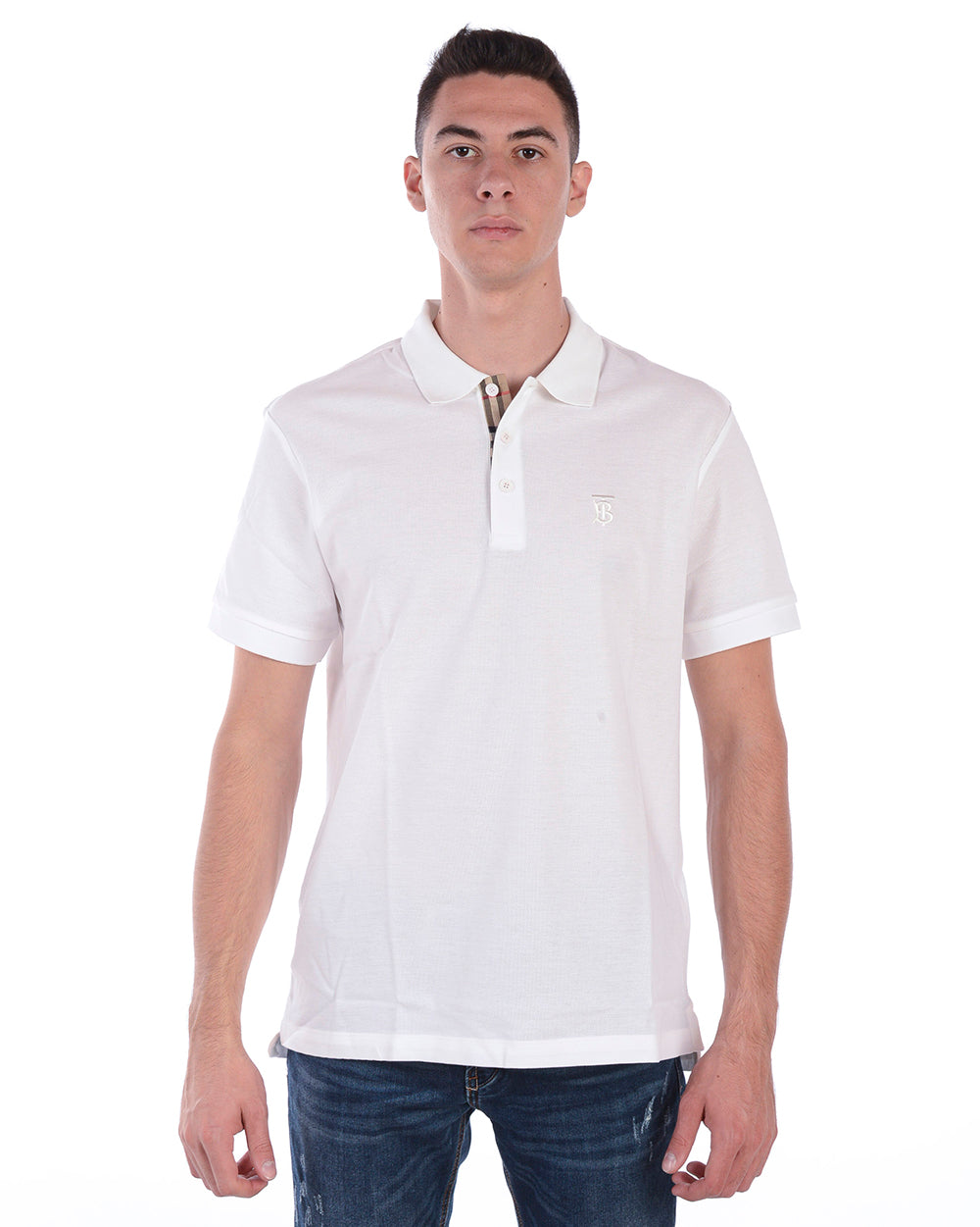 Polo Burberry XL Bianco ricamato