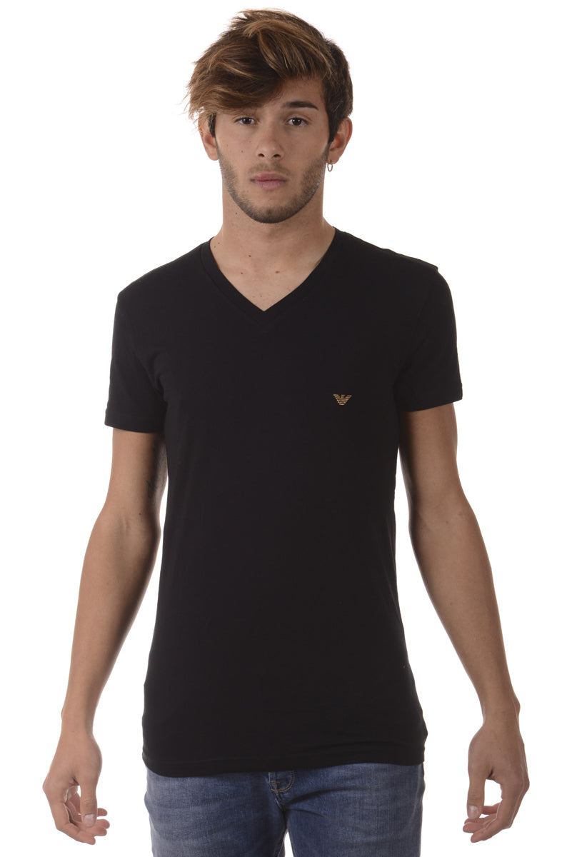 Maglietta nera in cotone elastan Emporio Armani - mem39