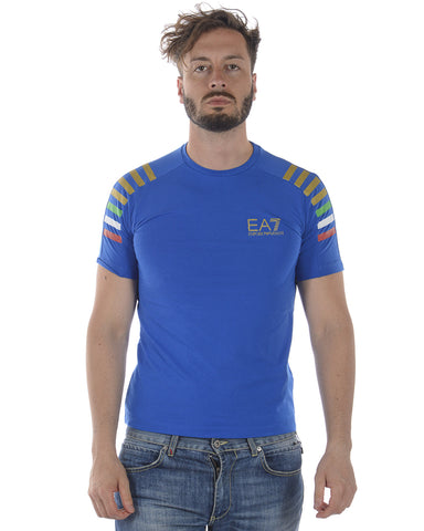 T-shirt Emporio Armani EA7 XL Blu Chiaro - Eleganza e Comfort in Cotone Elastico