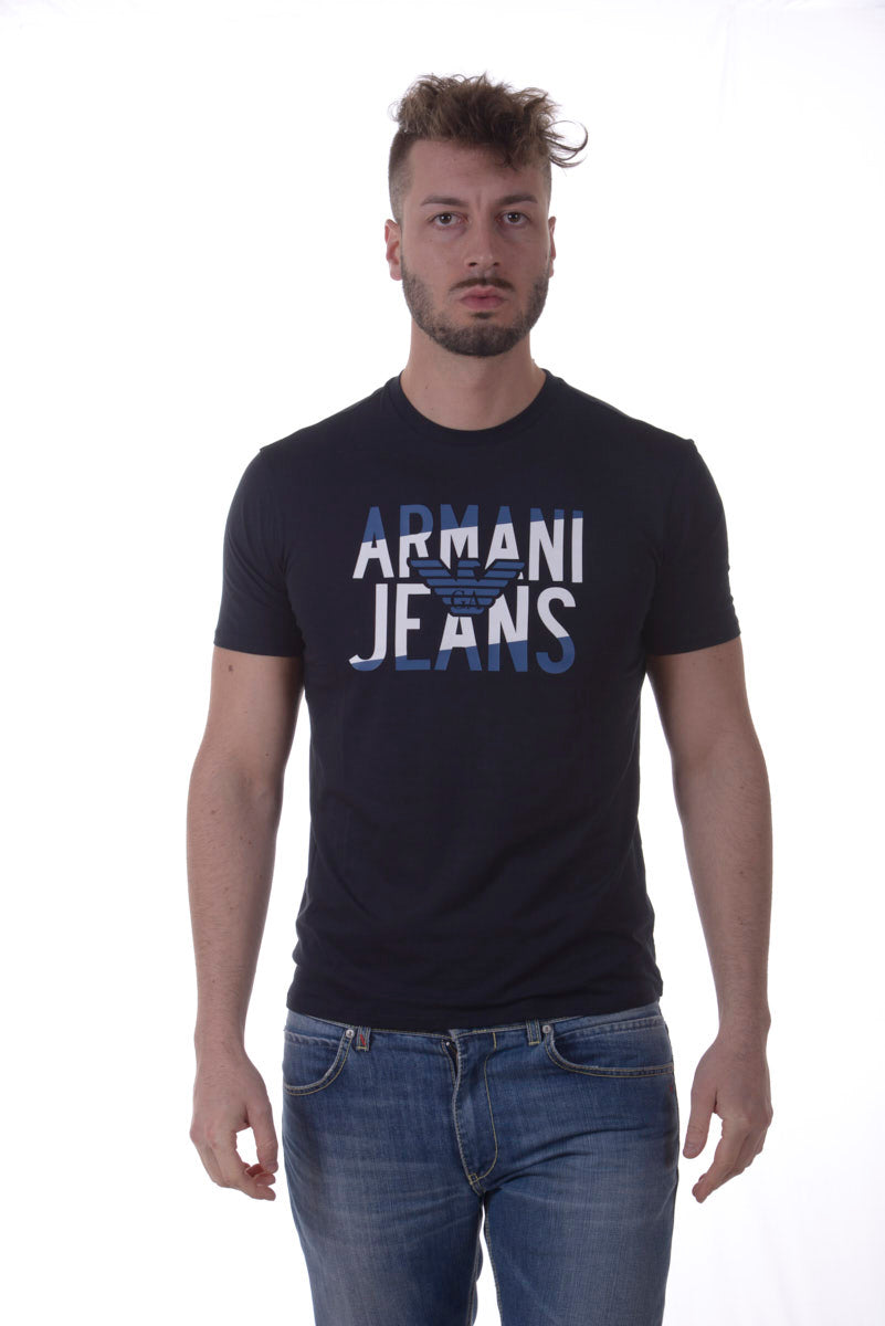 Maglietta Bianca Armani Jeans con Logo Distintivo