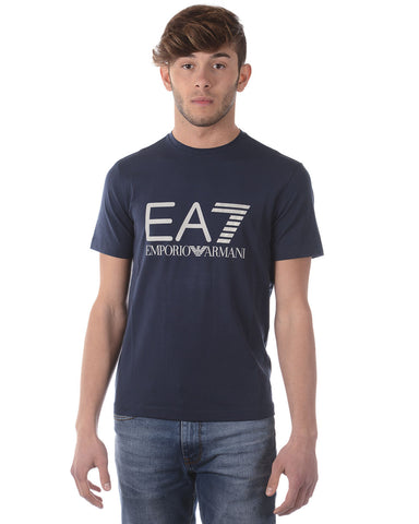 Maglietta Emporio Armani EA7 Blu in Cotone ed Elastan