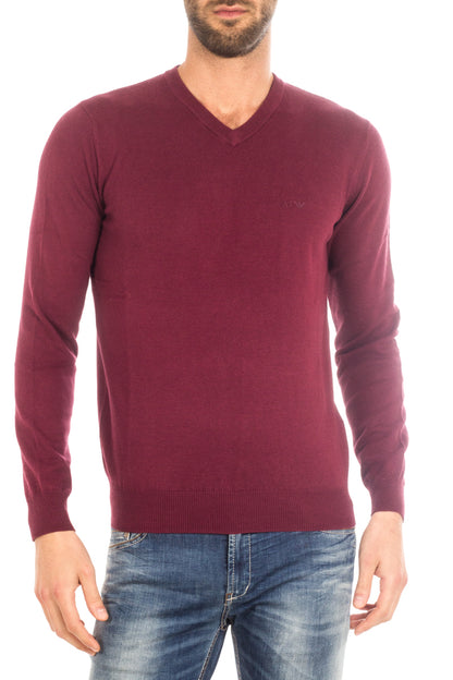 Maglia Armani Jeans Bordeaux in Cotone e Lana