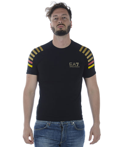 T-shirt Nero Emporio Armani EA7 con Logo Distintivo