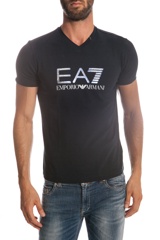 Maglietta EA7 Blu Scuro con Logo Distintivo by Emporio Armani - mem39