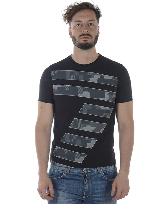 T-shirt nera Emporio Armani EA7 con Logo Stampato