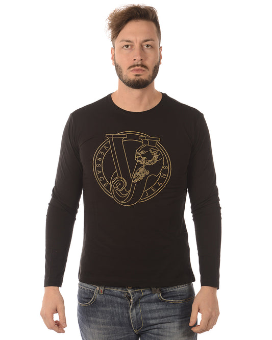 T-shirt Versace Jeans Nero con Logo Discreto