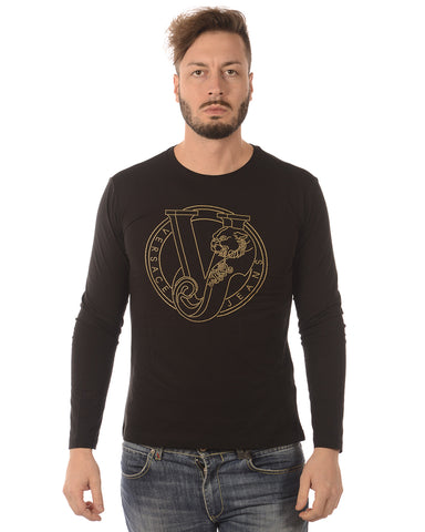T-shirt Versace Jeans in Cotone Nero con Logo discreto - Taglia M