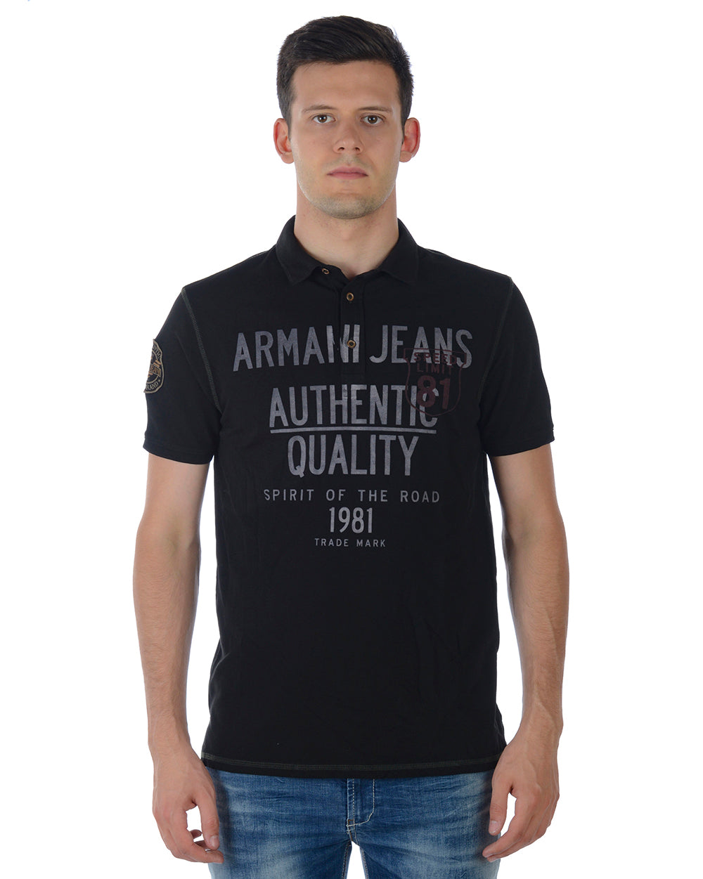 Polo Armani Jeans AJ Blu Con Logo Ricamato - mem39