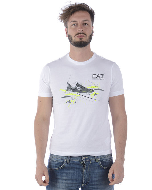 T-shirt Bianca Emporio Armani EA7 con Logo