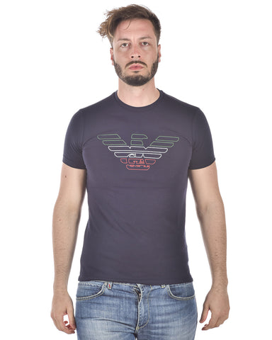 T-shirt Emporio Armani Blu in Cotone ed Elastan