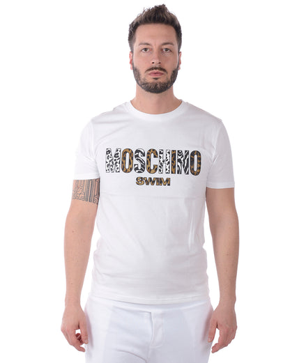 Maglietta Moschino Swim Bianca con Logo Stampato