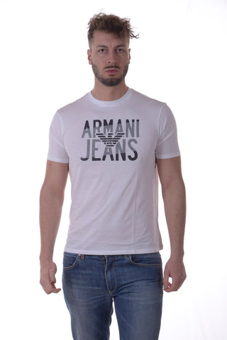 Maglietta Armani Jeans AJ in Cotone Bianco con Logo - Taglia L