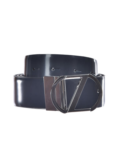 Cintura Zegna Pelle di Vitello Nero/Blu M 105: Eleganza Reversibile