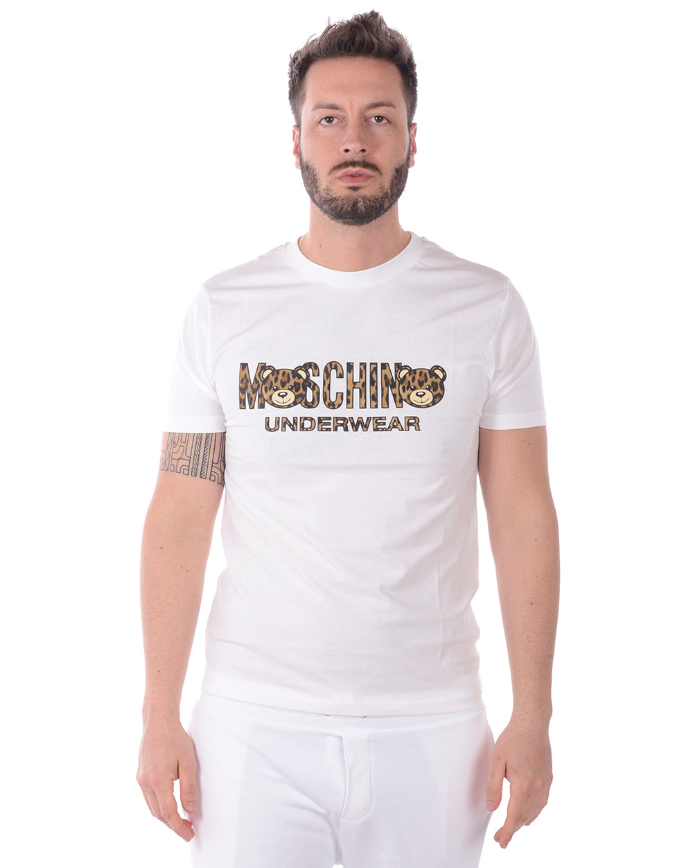 Maglietta Bianca Stampata con Logo Moschino Underwear - mem39