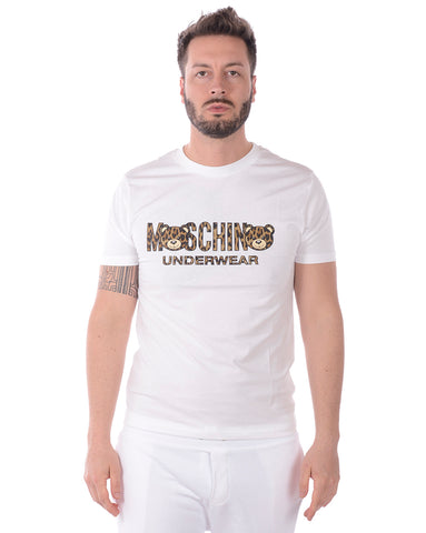 Maglietta Moschino Underwear Bianca con Logo Stampato XXL - Stile Casual Sofisticato