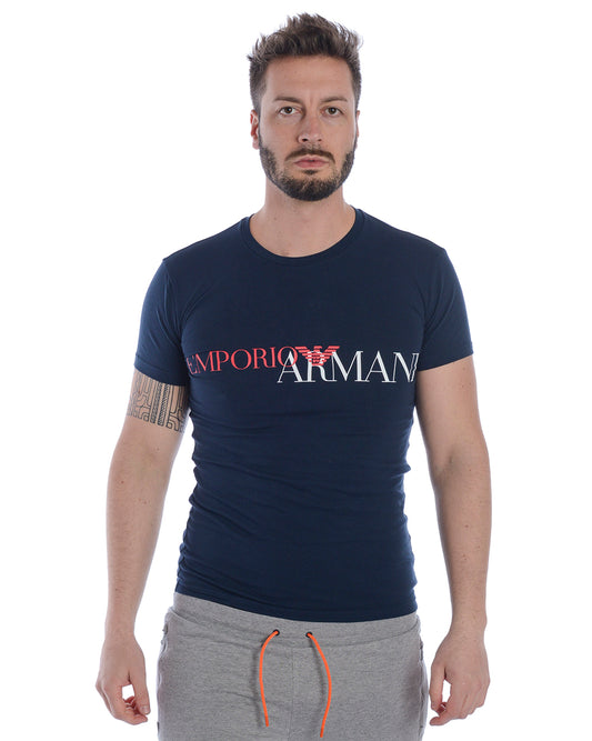 T-shirt Emporio Armani Blu XL in Cotone Elasticizzato - mem39